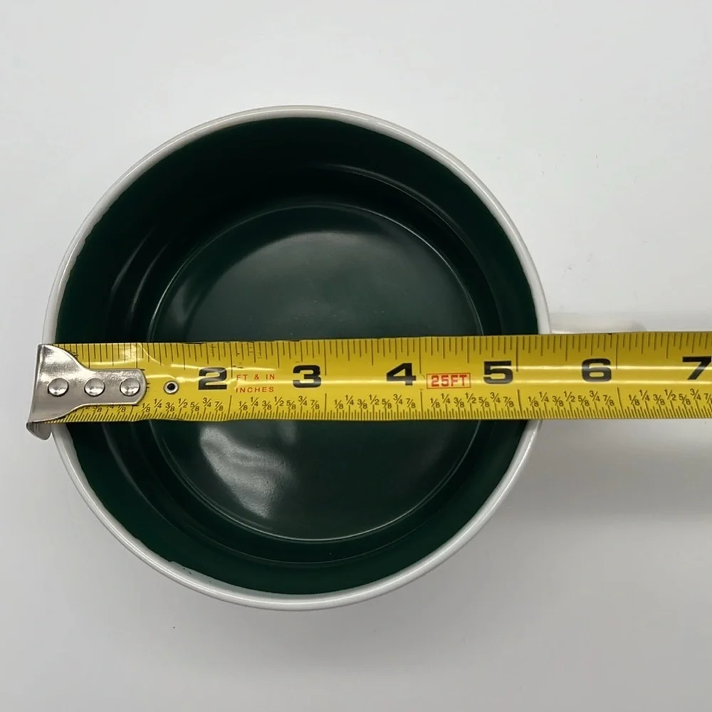 Graydon Hall Cozy Ceramic Soup Bowls with Handles Dark Green & White (Set of 2)